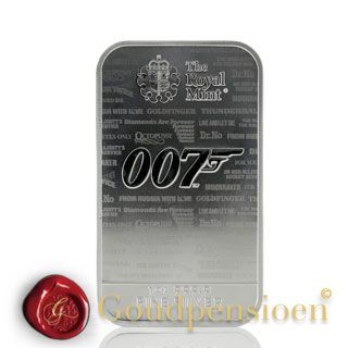 1 Oz James Bond 007 silver bar | 31.1 grams of pure silver | The Royal Mint