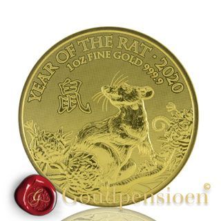 1 Oz UK Lunar Rat 2020 | Issued by The Royal Mint | Pure gold coin