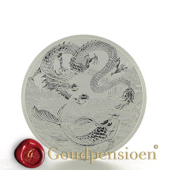 Silver 1 Oz Australia Dragon Koi coin The Perth Mint Minted