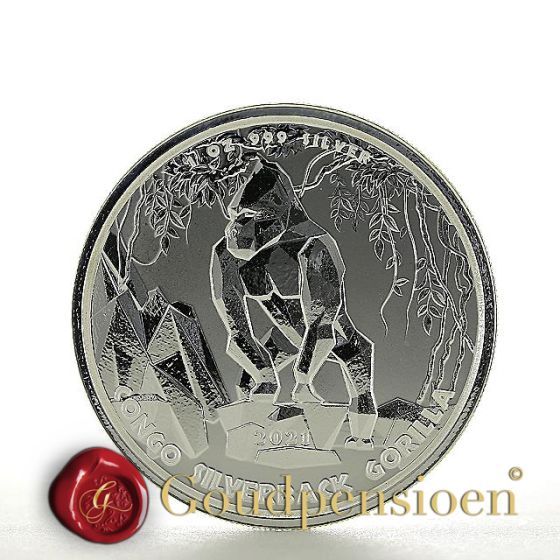 1 Oz Congo Gorilla 2021 | Scottsdale Mint | 31.1 gram silver coin