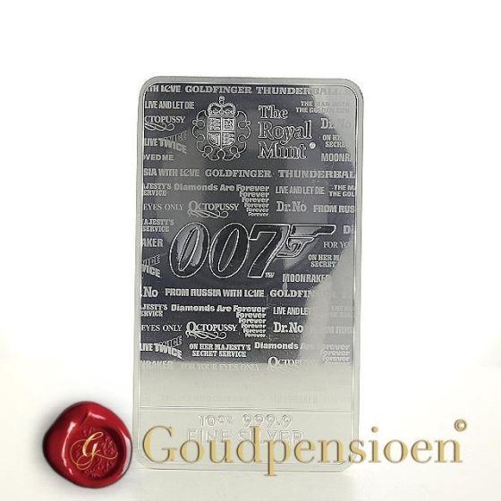 10 Oz James Bond 007 silver bar | 311 grams of pure silver | The Royal Mint